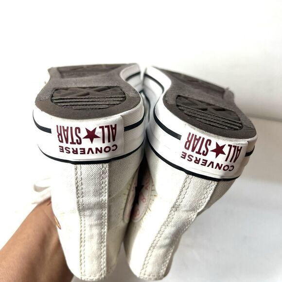 Converse All Star Hi-Top Ivory Canvas Sneaker Women's 7 Lace Up Shoes Gold Heart - Picture 8 of 11